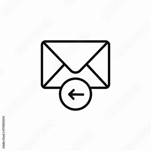 envelope with left arrow icon sign vector