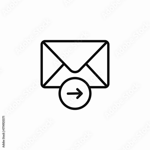 envelope with right arrow icon sign vector