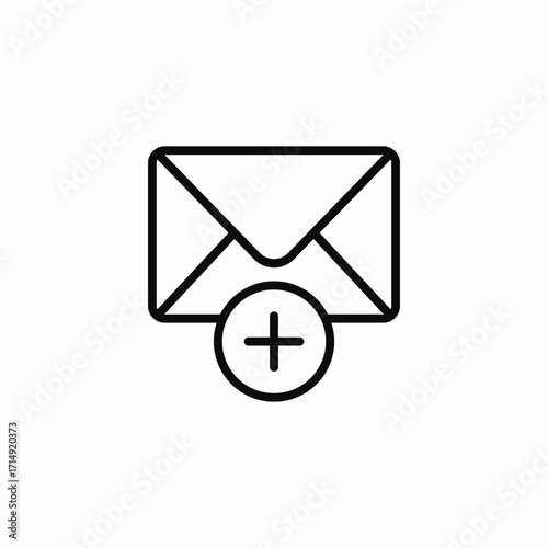 envelope with plus icon sign vector