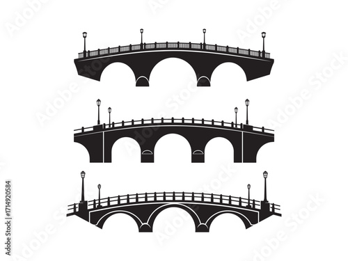 Elegant Bridges Silhouettes A Glimpse into Architectural Grandeur Artistic Representations of Timeless Bridge Designs with Graceful Curves and Detailed Features
