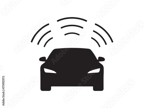 Car wash illustration with wireless internet connection icon for mobile app design