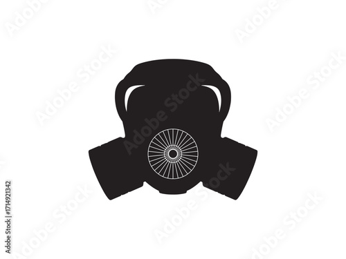 Black Silhouette of a Gas Mask Protective Gear for Hazardous Environments Ensuring Safety from Toxic Substances and Airborne Pollutants