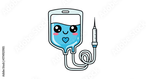 Cute Cartoon IV Bag with Attached Tubing.
