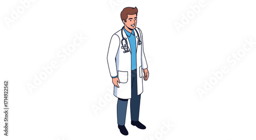Male Doctor in White Coat and Stethoscope.