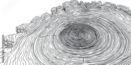 Detailed illustration of tree rings showcasing growth patterns and natural textures.