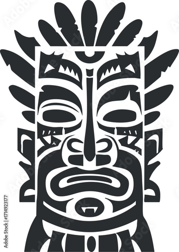 Stylized tribal tiki carving representing cultural heritage and artistry in indigenous designs