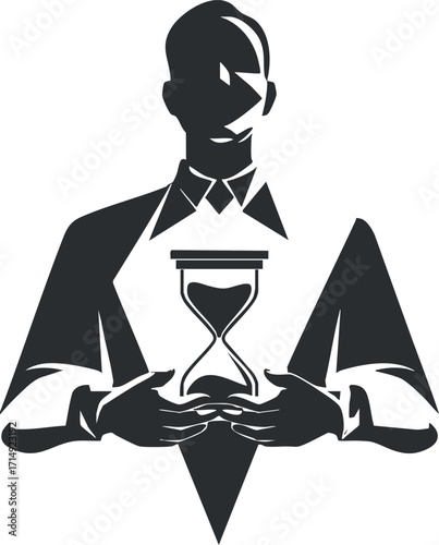 A man holding an hourglass symbolizes time management and the importance of planning in business.