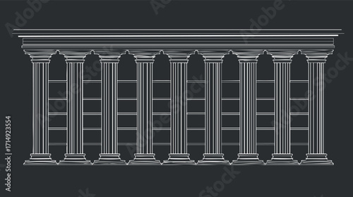Elegant outline of classical columns showcasing architectural design and symmetry with intricate details.