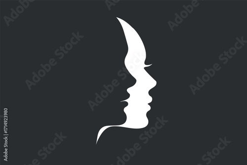 Stylized silhouette of two faces in profile, representing connection and harmony in art.