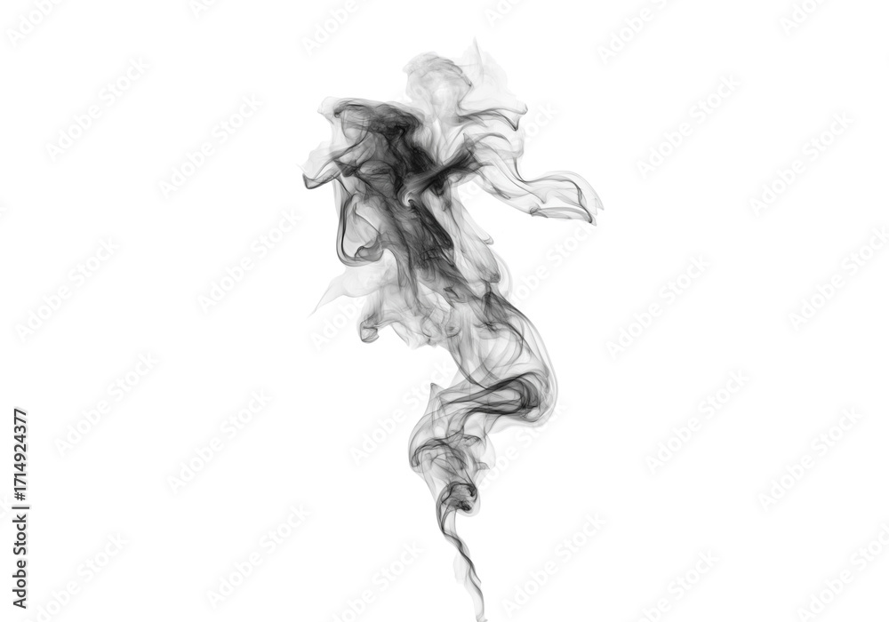 Fototapeta premium Abstract Grey Smoke Isolated Swirling Mist, Fog, and Steam Effect on White Transparent Background