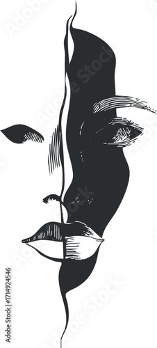 Stylized silhouette of a female face showcasing beauty and emotion in a minimalist design.