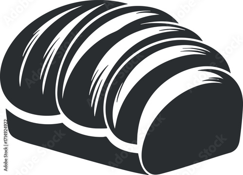A freshly baked loaf of bread with a golden crust and sliced appearance.