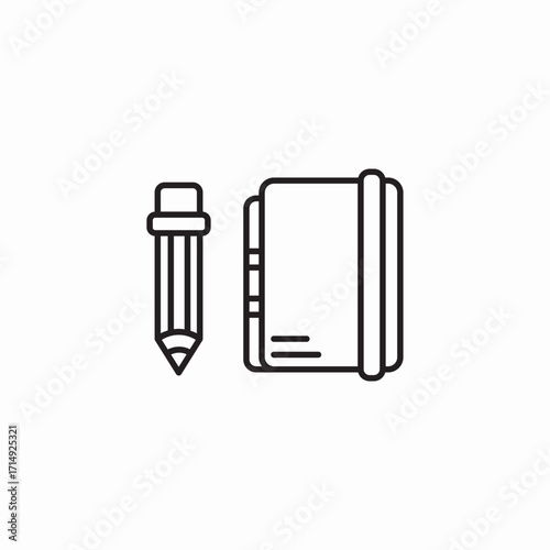 notebook and pencil icon sign vector