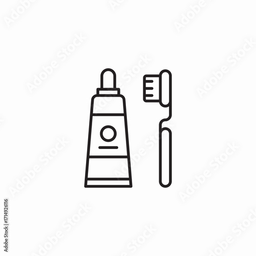 toothbrush toothpaste icon sign vector