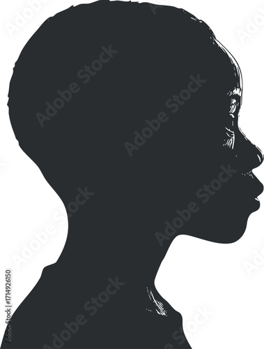 A stylized silhouette of a child's profile showcasing unique features and youthful innocence.