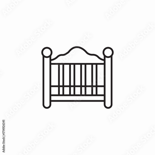 wooden baby crib icon sign vector
