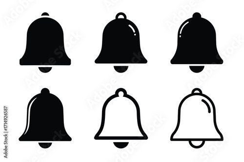 Bell icon black color and white background