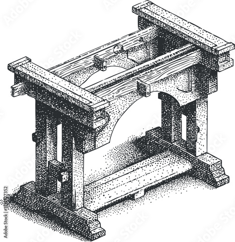 Detailed illustration of a vintage woodworking tool designed for precise construction and joinery.
