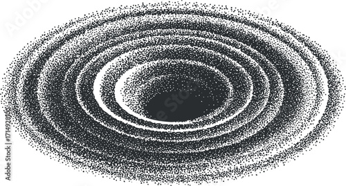 Abstract illustration of a spiral galaxy with concentric circles representing cosmic patterns.