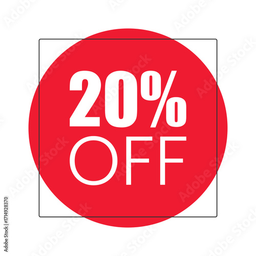 Flat 20 Percent Off Sale Label Design
