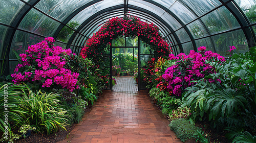 Stunning display of colorful flowers in a greenhouse filled with
