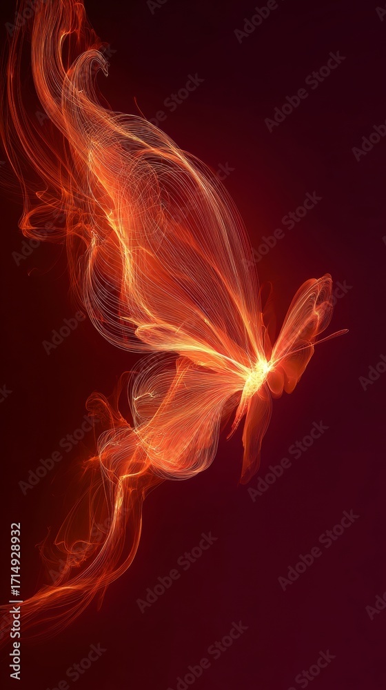 Fototapeta premium Vibrant Digital Butterfly with Flowing Light Trails