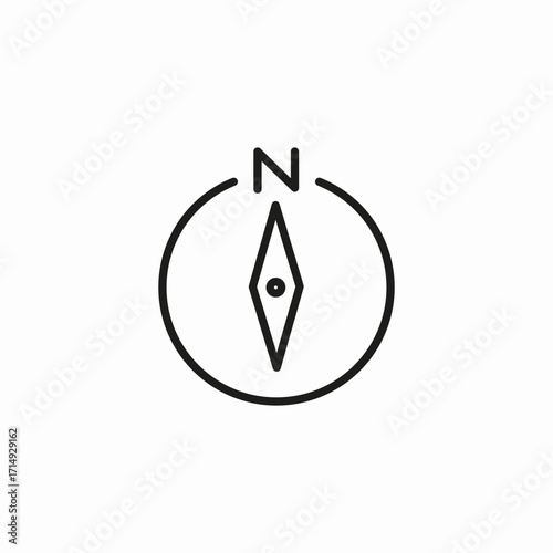 north pointing compass icon sign vector
