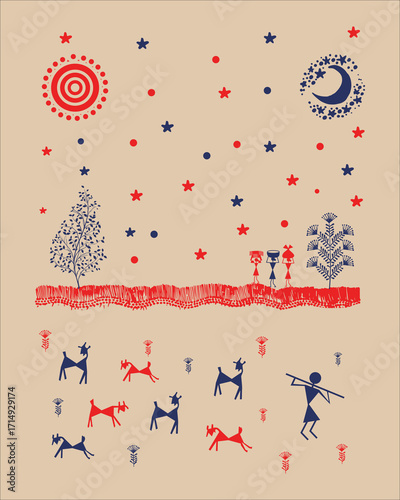 Warli Art Decor: Bring the Balance and Harmony of the Village's Day and Night Cycle Home. Warli art, Rural life India, Day night cycle, Indian tribal art.