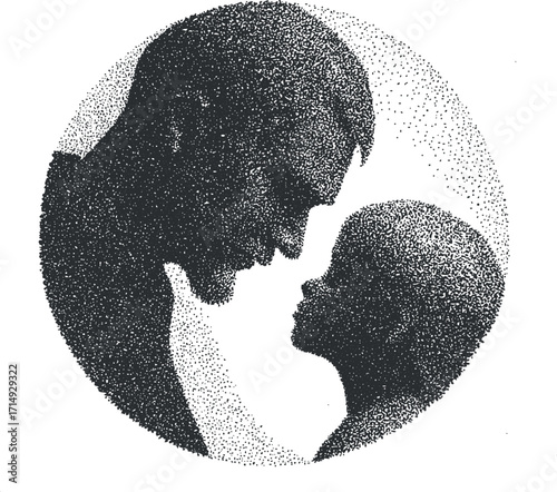 A touching silhouette of a father and child sharing a moment of connection and love.