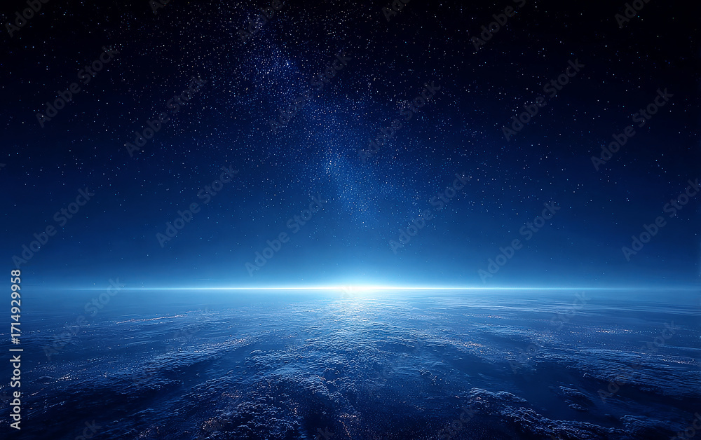 Fototapeta premium Stunning view of Earth from space with stars and sunrise