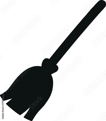  Witch's Broom Icon Set Vector Design on White Background.