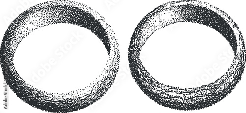 Illustration of two distinct ring designs showcasing texture and circular shapes.