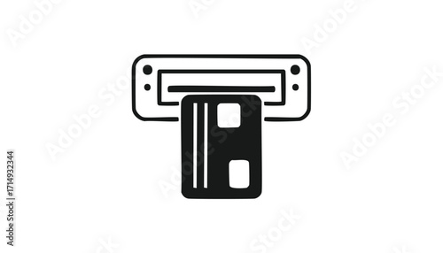 Black icon of a credit card in a machine payment transaction