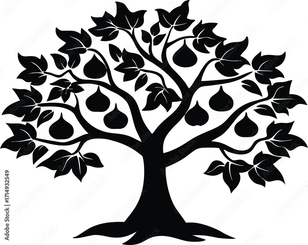 Obraz premium Fig Tree Silhouette Illustration | Fig Tree Vector Design