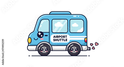 Cartoon Airport Shuttle Van with Heart Exhaust.