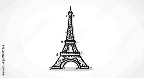 Hand-drawn Outline of the Eiffel Tower.