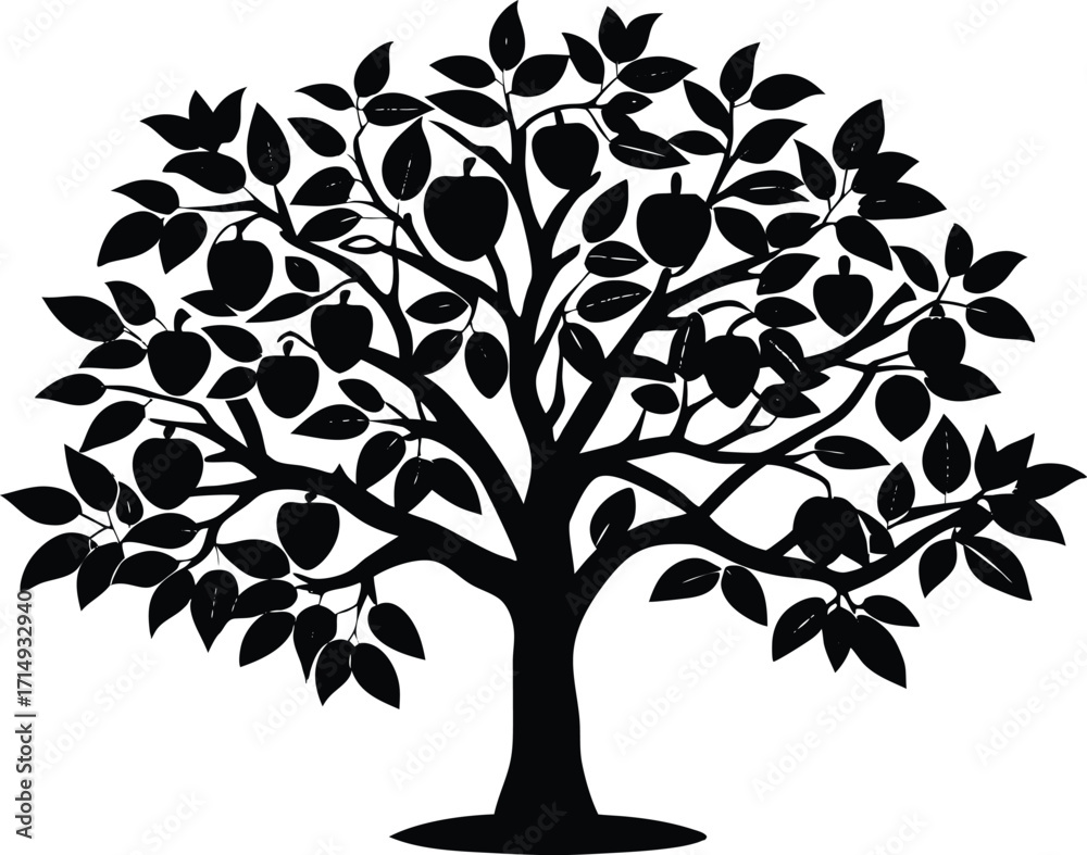 Obraz premium Orange Tree Silhouette Illustration | Orange Tree Vector Design