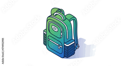 Colorful Isometric Backpack Design Illustration.