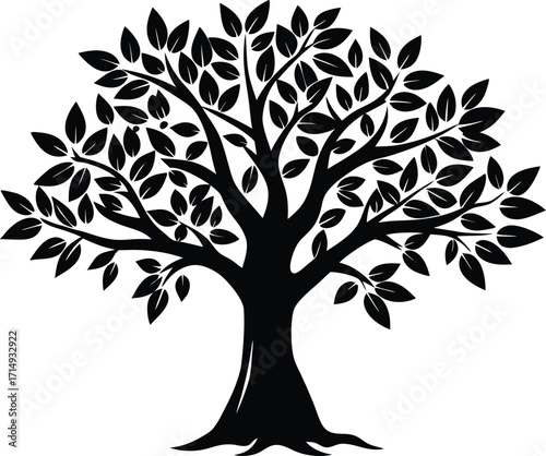 Olive Tree Silhouette Illustration | Olive Tree Vector Design
