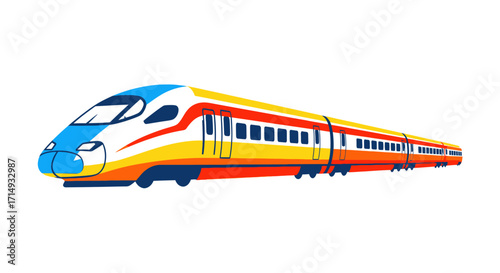 Sleek Modern High-Speed Passenger Train in Vibrant Colors.