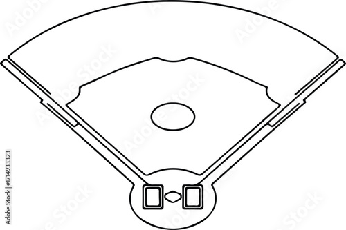 Vector Baseball field outline top view silhouette Illustrator