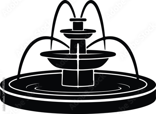 Vector Detailed fountain classic park water design silhouette Illustrator