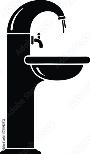 Vector Modern bathroom sink fixture interior plumbing silhouette Illustrator