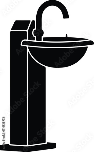 Vector Public hand washing sink silhouette Illustrator