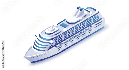 Modern Cruise Ship Isometric View Illustration.