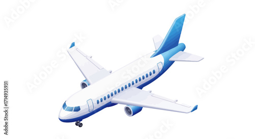 Modern Passenger Airplane with Blue Accents Commercial Jet Aircraft.