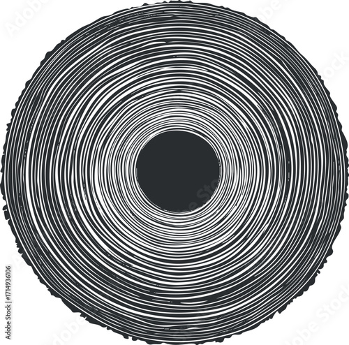Abstract circular design featuring concentric lines creating a visually striking pattern.