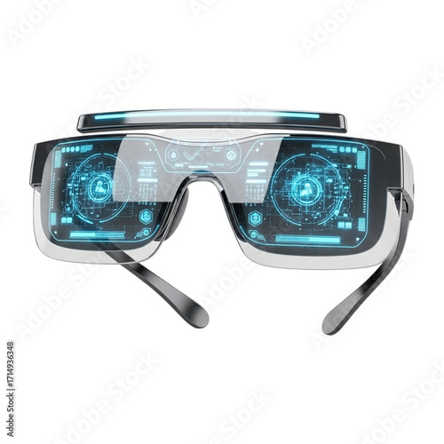 Futuristic Smart Glasses:  Sleek Design,  Cyberpunk Aesthetic,  Augmented Reality Interface.