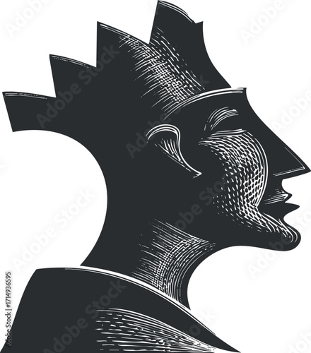Abstract black and white silhouette of a human profile showcasing artistic design elements.