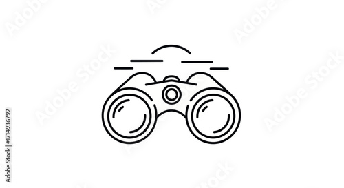 Simple Black Line Art Illustration of Binoculars.